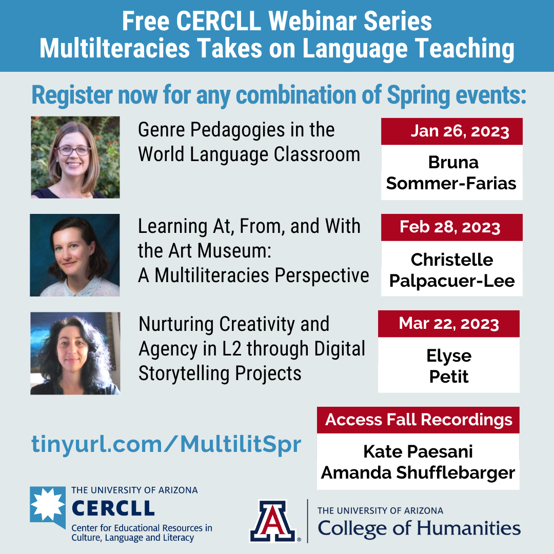 Spring 2023 Webinar Series Recordings: Multiliteracies Takes on Language Teaching