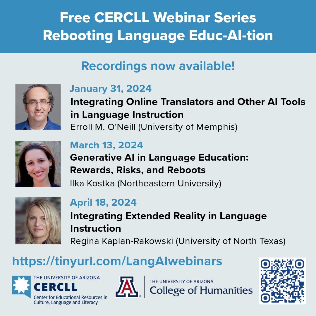 Spring 2024 Webinar Series Recordings: Rebooting Language Educ-AI-tion